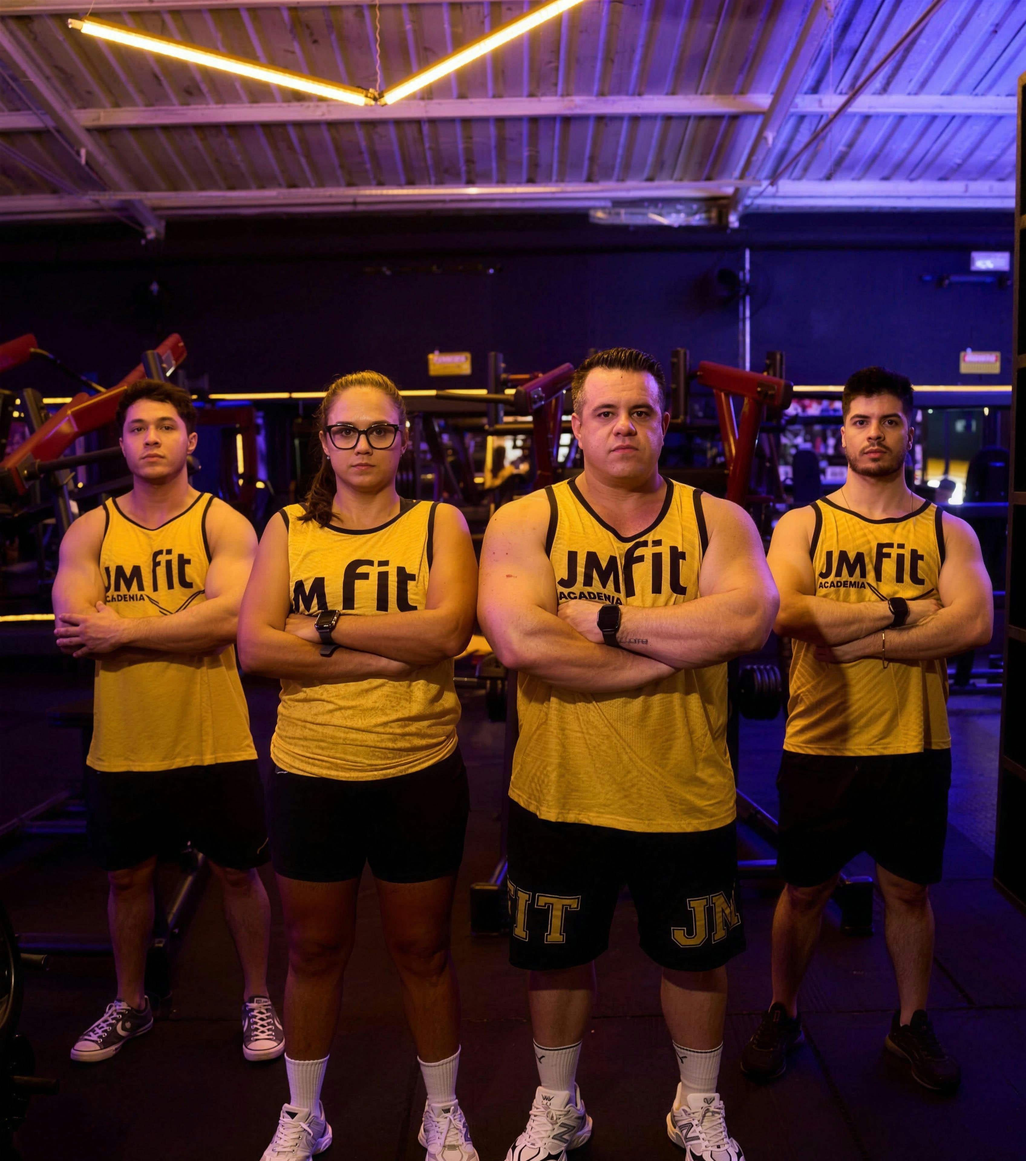 Equipe da JM Fit Academia reunida no salão